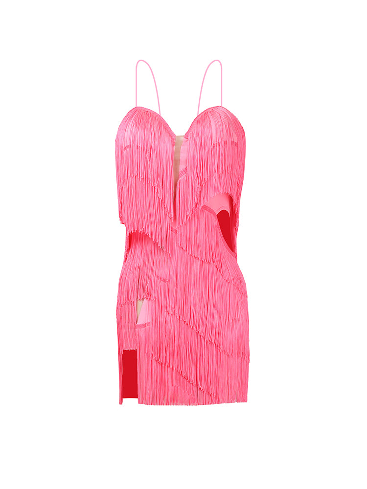 Girl's Hot Pink Body Twist Fringe Dress – DanceSport Studio Shop
