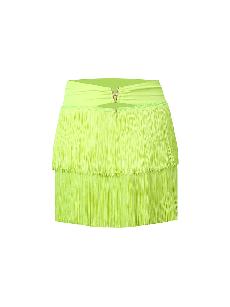 Tour The Town Green Fringe Hem Wrap Skirt – Pink Lily